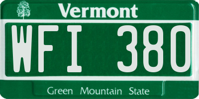 VT license plate WFI380