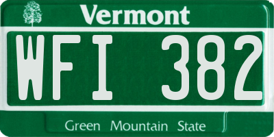 VT license plate WFI382