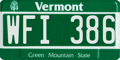 VT license plate WFI386
