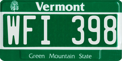 VT license plate WFI398