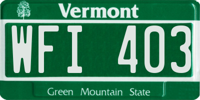 VT license plate WFI403