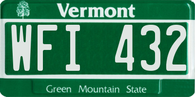 VT license plate WFI432