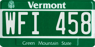 VT license plate WFI458