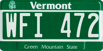 VT license plate WFI472