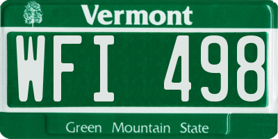 VT license plate WFI498