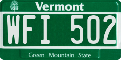 VT license plate WFI502
