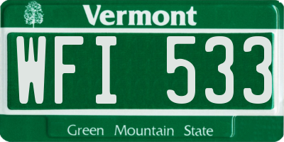 VT license plate WFI533