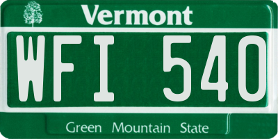 VT license plate WFI540