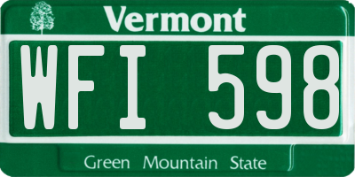 VT license plate WFI598