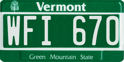 VT license plate WFI670