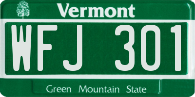 VT license plate WFJ301