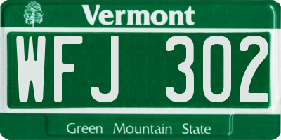 VT license plate WFJ302