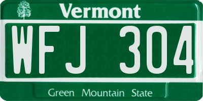 VT license plate WFJ304