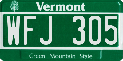 VT license plate WFJ305