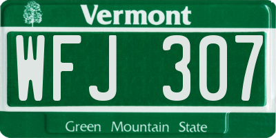 VT license plate WFJ307