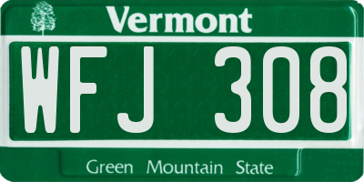 VT license plate WFJ308