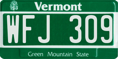 VT license plate WFJ309