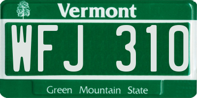 VT license plate WFJ310
