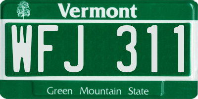 VT license plate WFJ311