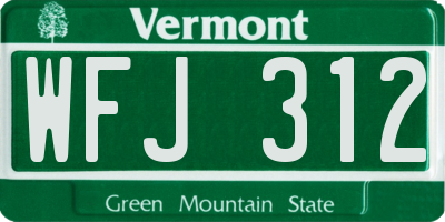 VT license plate WFJ312