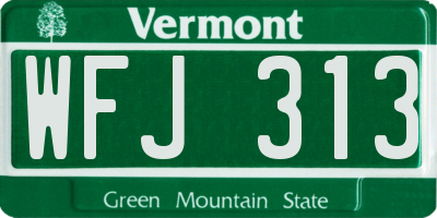VT license plate WFJ313
