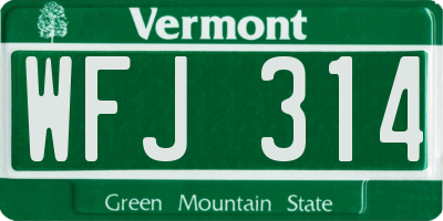 VT license plate WFJ314