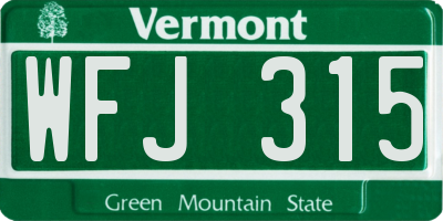 VT license plate WFJ315