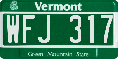 VT license plate WFJ317