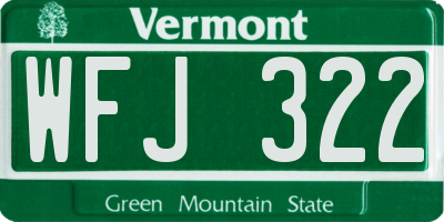 VT license plate WFJ322