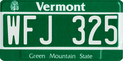 VT license plate WFJ325