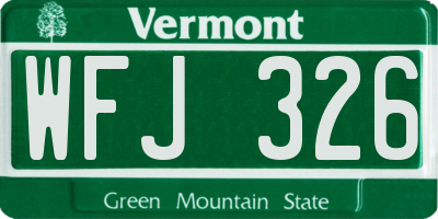 VT license plate WFJ326