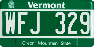 VT license plate WFJ329