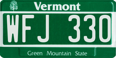 VT license plate WFJ330
