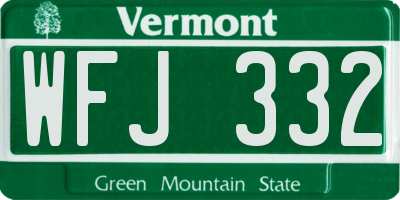 VT license plate WFJ332