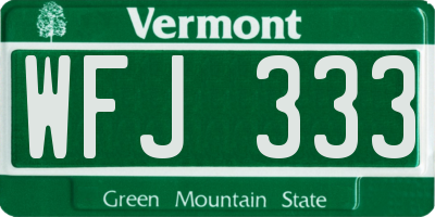 VT license plate WFJ333