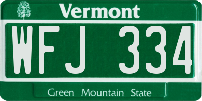 VT license plate WFJ334