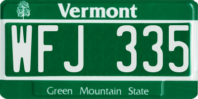 VT license plate WFJ335