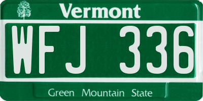 VT license plate WFJ336