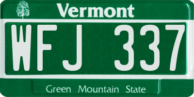 VT license plate WFJ337