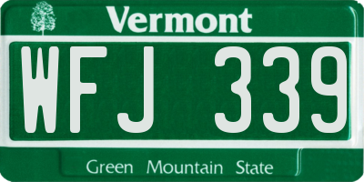VT license plate WFJ339