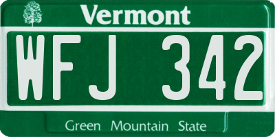 VT license plate WFJ342