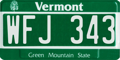 VT license plate WFJ343