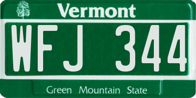 VT license plate WFJ344