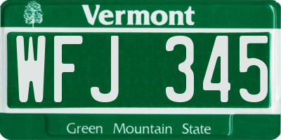 VT license plate WFJ345