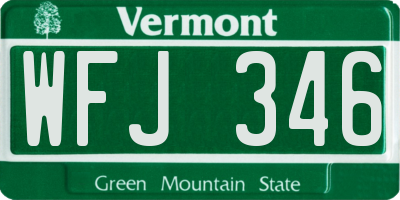 VT license plate WFJ346
