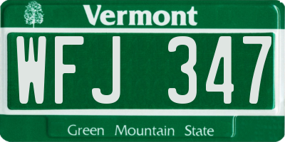 VT license plate WFJ347