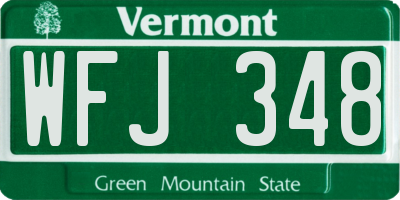 VT license plate WFJ348