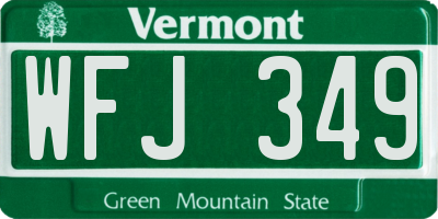 VT license plate WFJ349