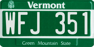 VT license plate WFJ351