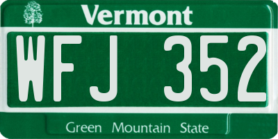 VT license plate WFJ352